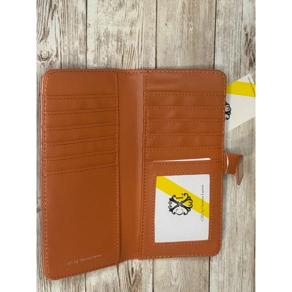 Christian Lacroix Metro Patent Bi Fold Skinny Wallet, Color Tango Brand New